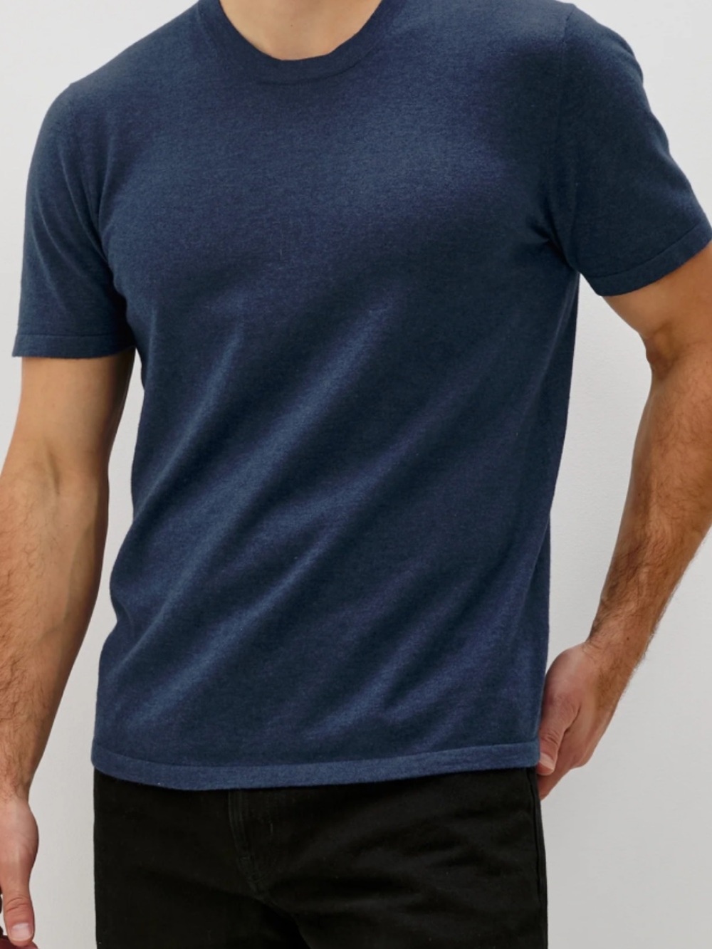 Rails Heather Blue Short Sleeve Crew Tee-Cotton/Cashmere-Sz M